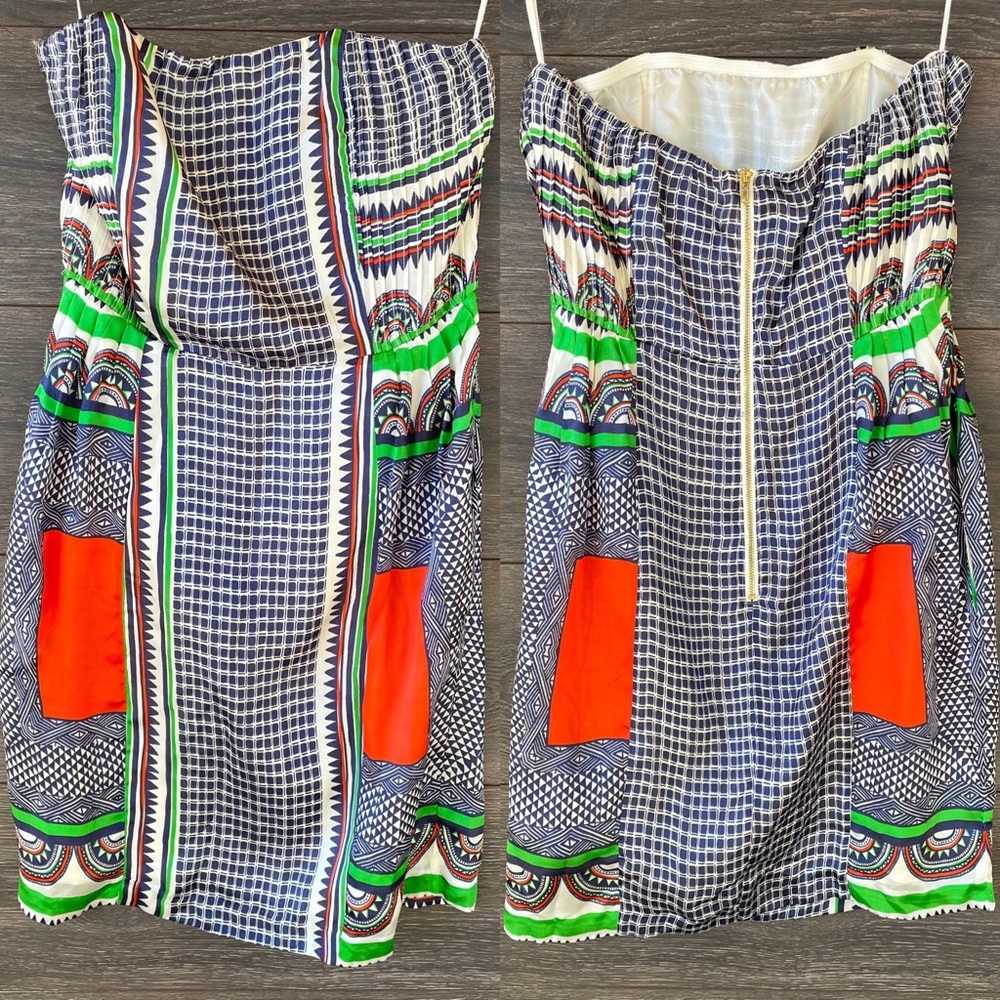 LINE & DOT | Anthro Silk Boho Strapless Mini Dress